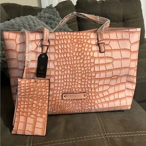 Blush Crocodile Pattern Tote Bag NWT